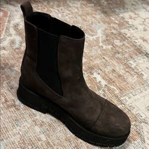 Marc Fisher Dark Brown Suede Chukka Boot with Black Elastic